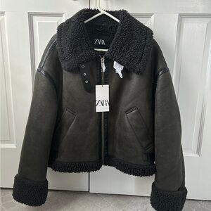 Zara Faux Suede/Sherpa Jacket